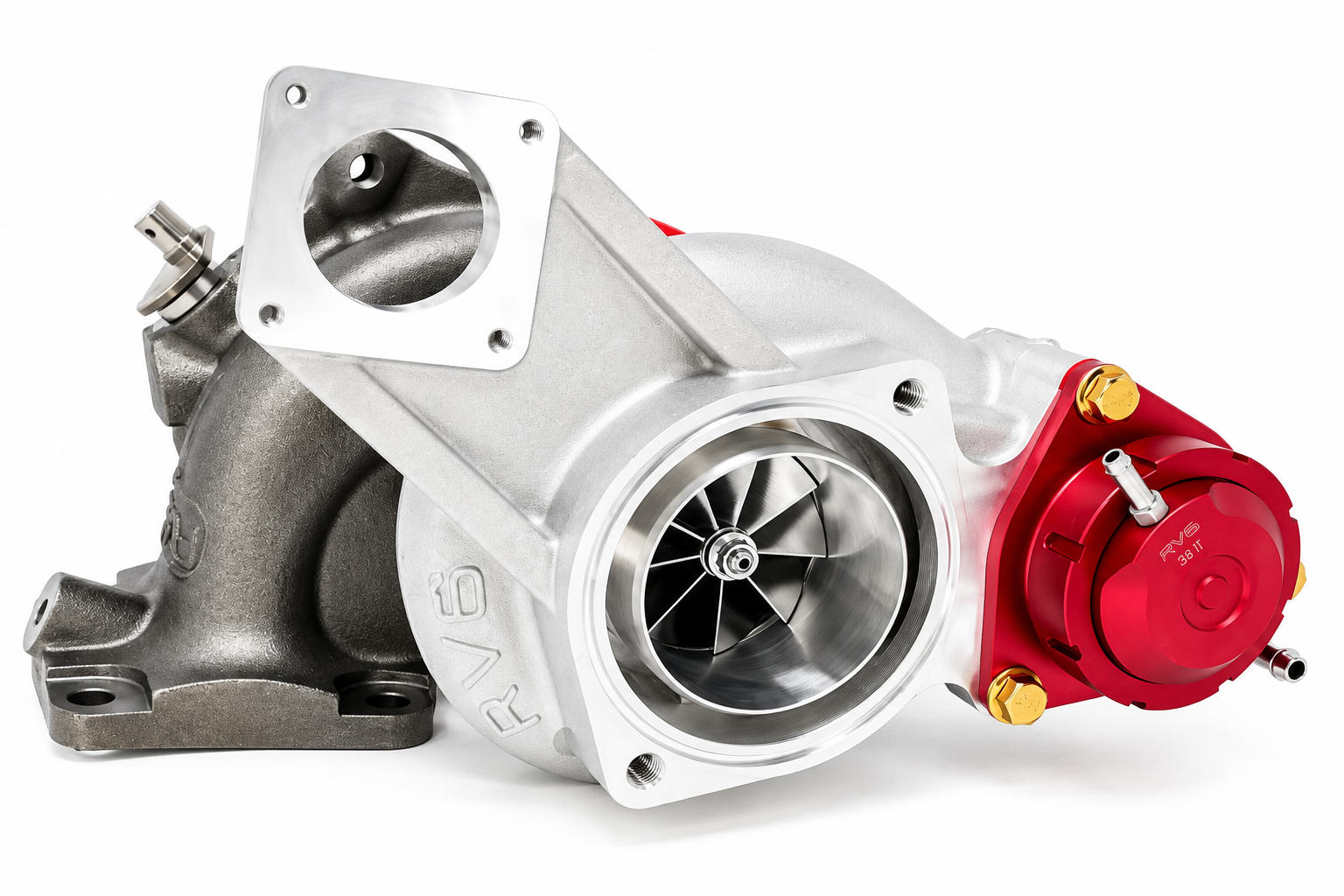 RV6 FK8 R660AS Antisurge T51R RED Ball Bearing Turbo with Matte 3K Twill Carbon Inlet Pipe